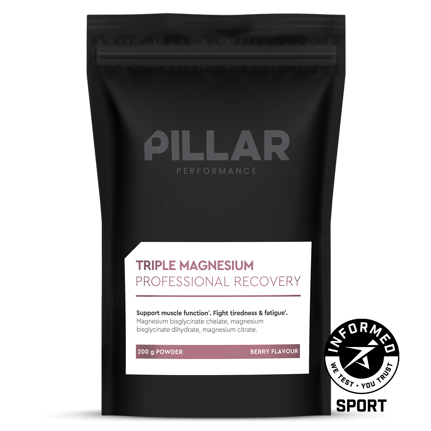 Pillar Performance Triple Magnesium Powder - Natural Berry ( Pouch)